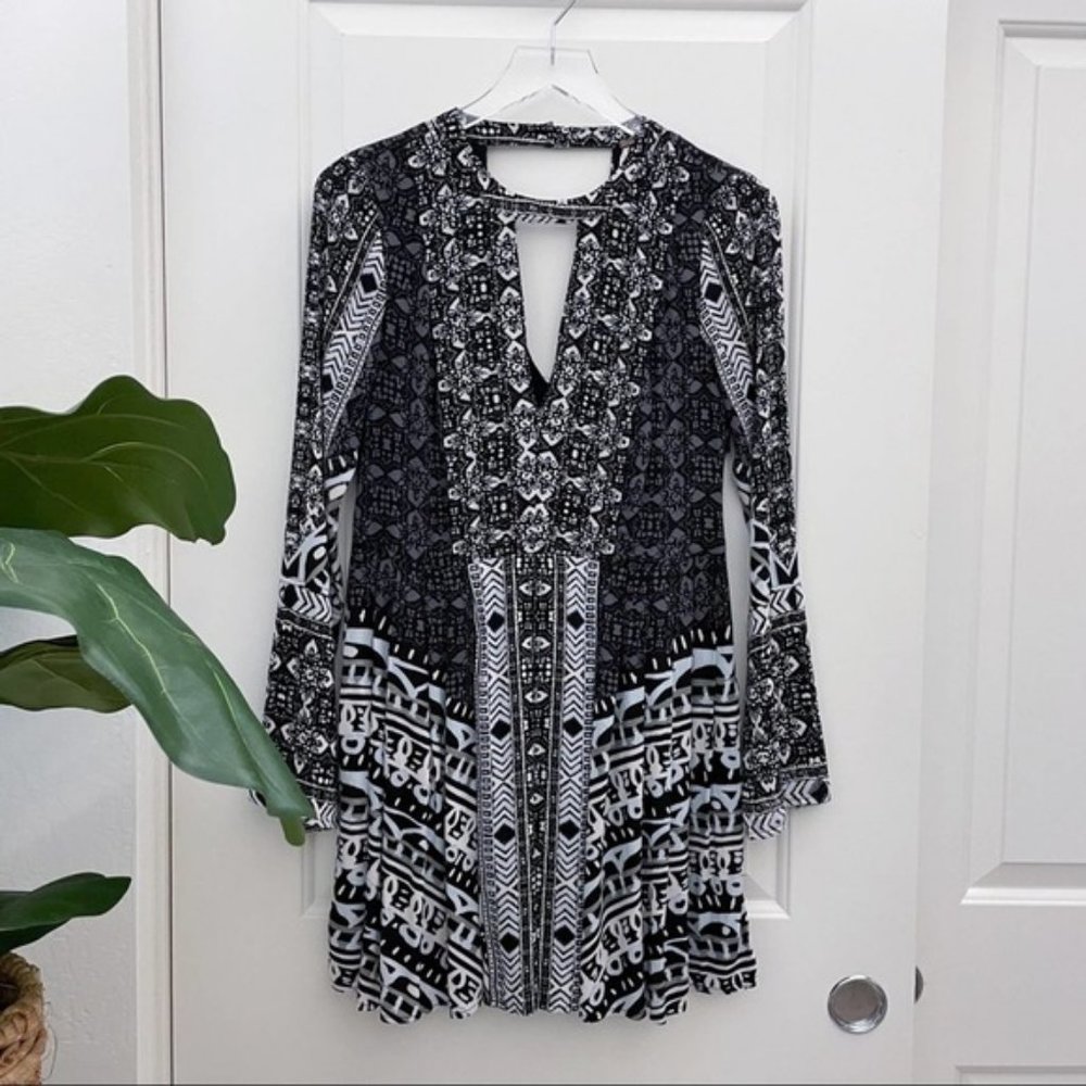 Free People Long Sleeve Keyhole Dress